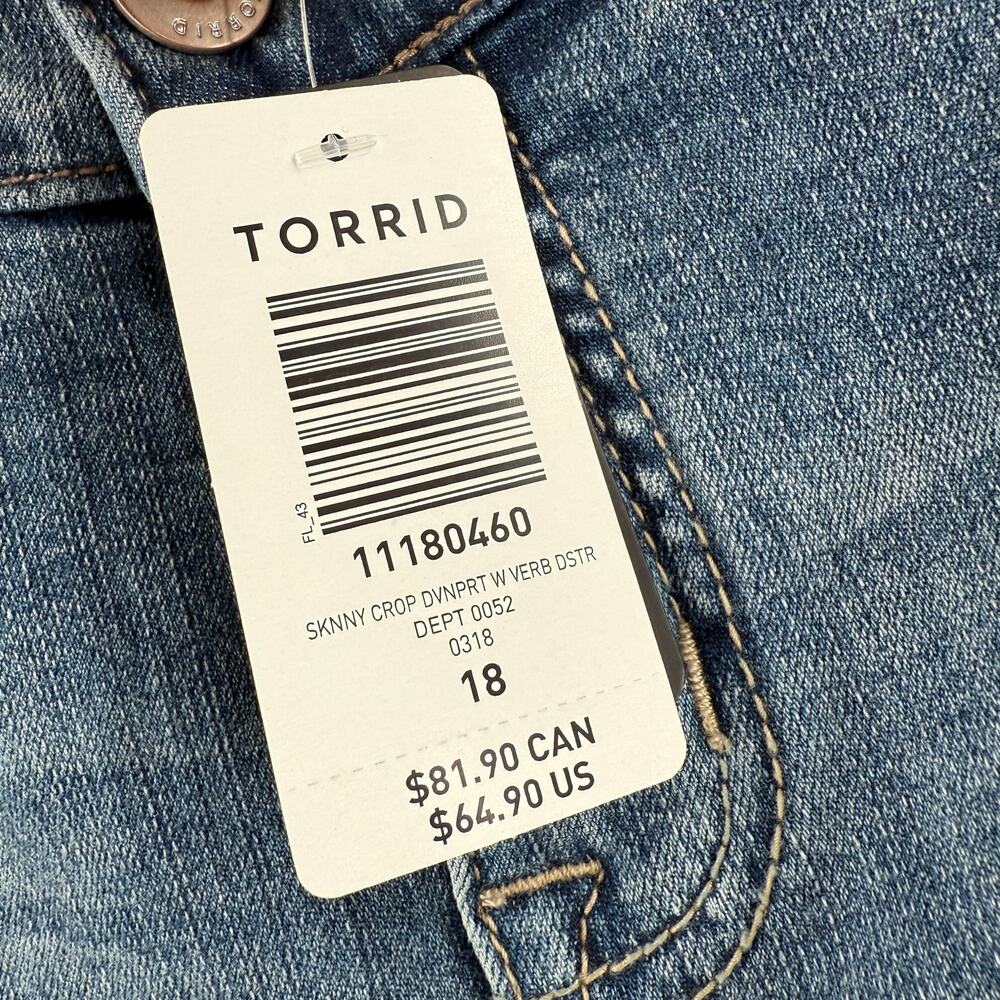 TORRID Crop Jeans Size 18 NWT Plus Skinny Davenport ‘It’s Not Love, I’m Just..’ - Picture 8 of 16